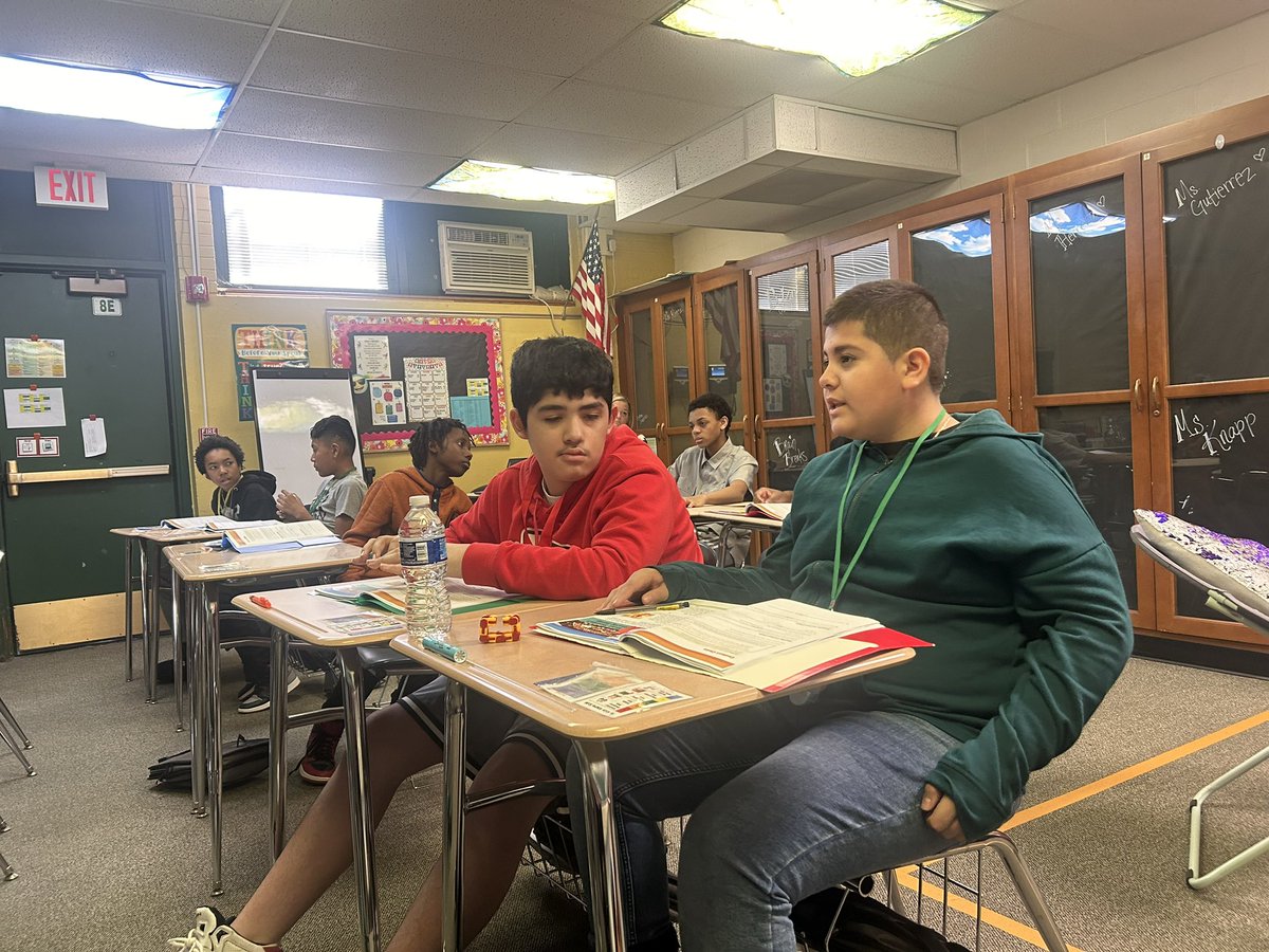 Students in Ms. Ricca’s class engage in a turn and talk to make real life connections to their new vocabulary. #BeEvergreen