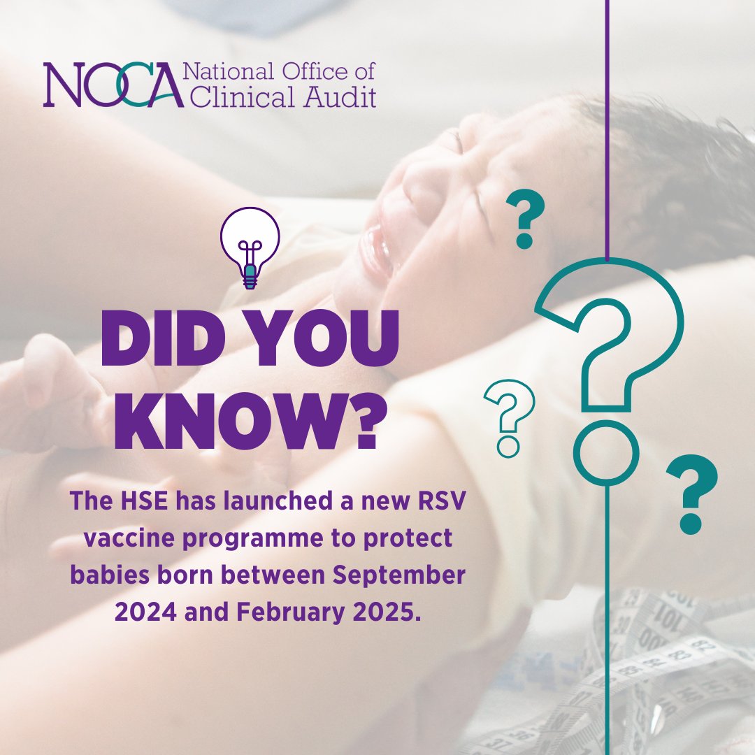 In case you missed it!

The HSE has introduced a new immunisation programme to protect newborn babies born between September 2024 and February 2025 against RSV (Respiratory Syncytial Virus). This vital step follows a recommendation made in the Irish Paediatric Critical Care