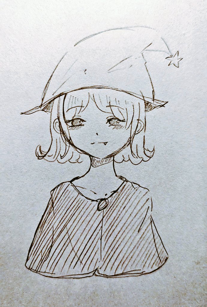 『魔女っ子』

ハロウィンも近いので(？)
雑描き。

#イラスト好きとつながりたい
#絵描きさんと繋がりたい
#絵柄好みっていう人にフォローされたい 
#アナログ絵
#ハロウィンイラスト
