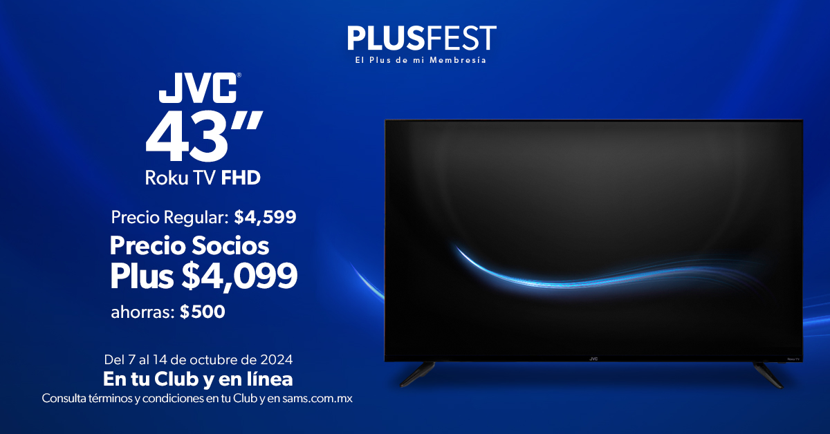 SamsClubMexico's tweet photo. 🥳 ¡Ya inició el #PlusFest! Con tu Membresía te tocará estrenar pantalla a precios plus. 👉 https://t.co/5er7DMXGE8 😎 https://t.co/03V4srqNwn