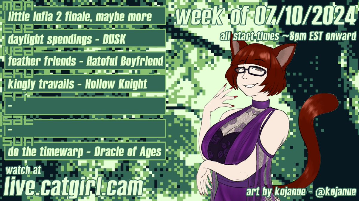 terathiel's tweet photo. schedule! unsure how long I will run stream tonight as I have errands and also there is probably not a lot of lufia left! also the rest! https://t.co/6n1NSt0Eu6