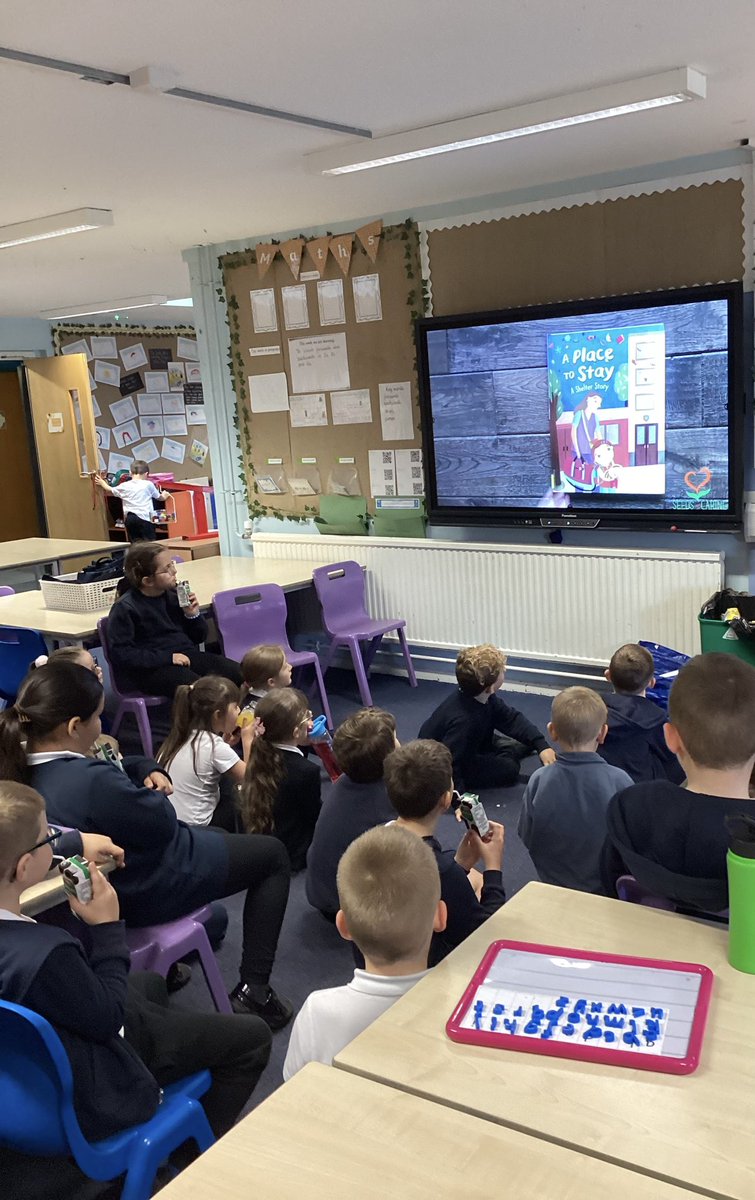 As part of Challenge Poverty Week P2 &amp; P2/3 listened to “A Place to Stay” during milk and story time. We discussed how the characters were feeling and if we could relate to the feelings or experiences in the story #ChallengePoverty #CPW24 <a href="/CarmondeanP3/">Primary 3</a> <a href="/MissRaffertyCPS/">Miss R</a> <a href="/WL_Equity/">WL Equity</a>