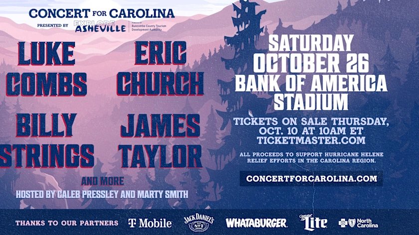 CLTGuide (@cltguide) on Twitter photo 🚨 Breaking News 🚨
Luke Combs, Eric Church, Billy Strings, James Taylor and more come together for a concert you won’t wanna miss on October 26th at <a href="/BofAstadium/">Bank of America Stadium</a>! All proceeds go to Hurricane Helene relief! Tix go on sale October 10th!
instagram.com/p/DA040r1JhE6/… 🚨 Breaking News 🚨
Luke Combs, Eric Church, Billy Strings, James Taylor and more come together for a concert you won’t wanna miss on October 26th at <a href="/BofAstadium/">Bank of America Stadium</a>! All proceeds go to Hurricane Helene relief! Tix go on sale October 10th!
instagram.com/p/DA040r1JhE6/…