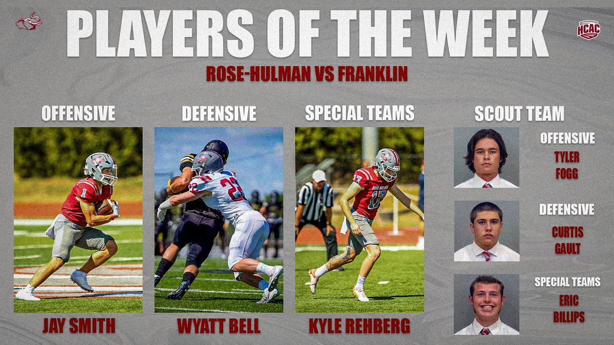 𝗩𝗶𝗰𝘁𝗼𝗿𝘆 𝗠𝗼𝗻𝗱𝗮𝘆! Congratulation's to our players of the week!

Offensive: RB Jay Smith
Defensive: DB Wyatt Bell 
Special Teams: K Kyle Rehberg

Scout O: WR Tyler Fogg
Scout D: DL Curtis Gault
Scout ST: LB Eric Billips

#WeWork