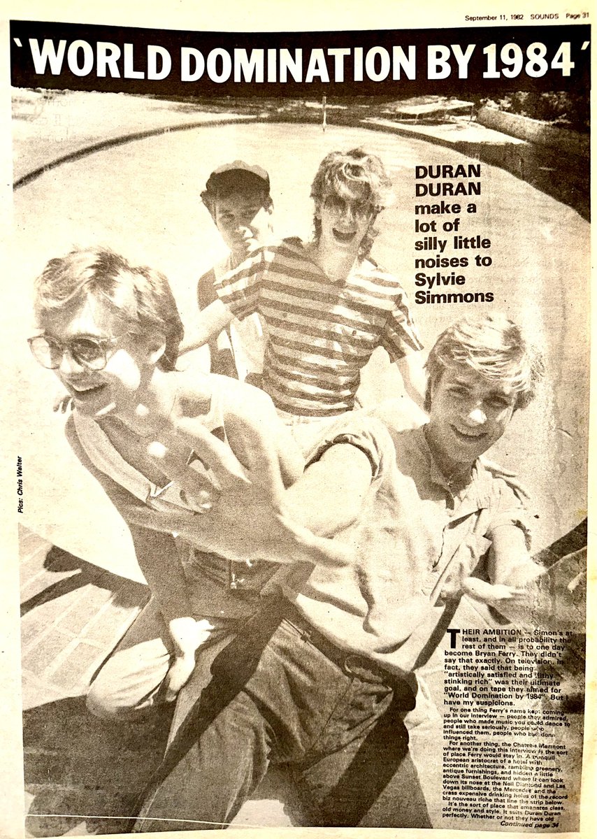 ZoundsAbound's tweet image. Sylvie Simmons checks in on @duranduran to see if everything is still going to plan.

@sylviesimmons 

Pics Chris Walter

Sounds Sep 11th 1982