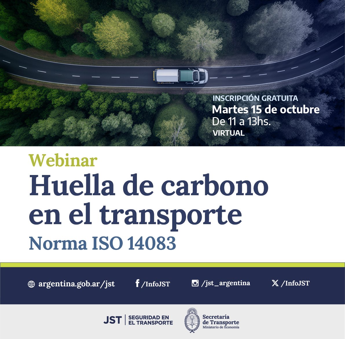 🚚 ¡Te invitamos a participar de la primera edición del Webinar Huella de carbono en el transporte!    
✍ El seminario es gratuito y abierto a toda la comunidad. 
📃 forms.office.com/r/nMnLv8zdpY