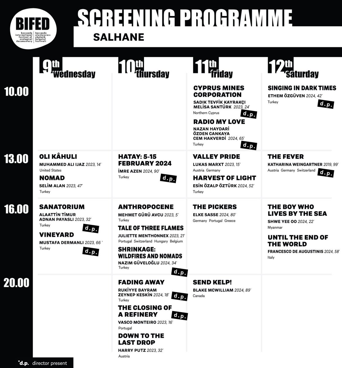 Halk Eğitim Merkezi ve Salhane gösterim programlarımız yayında 📽️

*Festivale katılım, etkinlik ve film gösterimleri ücretsizdir.