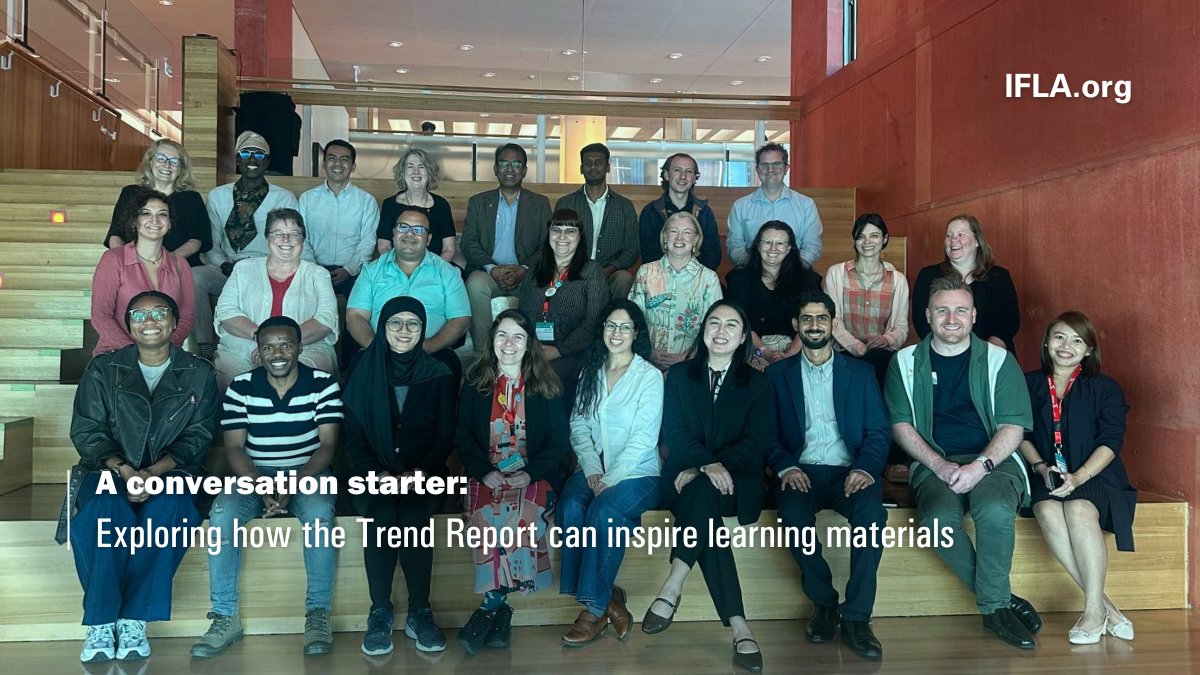 The IFLA Trend Report is not just there to be read, but to start conversations and reflections!
Thanks to all the emerging leaders who joined us to start planning for learning materials and tools based on the report

We're looking forward to sharing more! bit.ly/3ZVfcUB