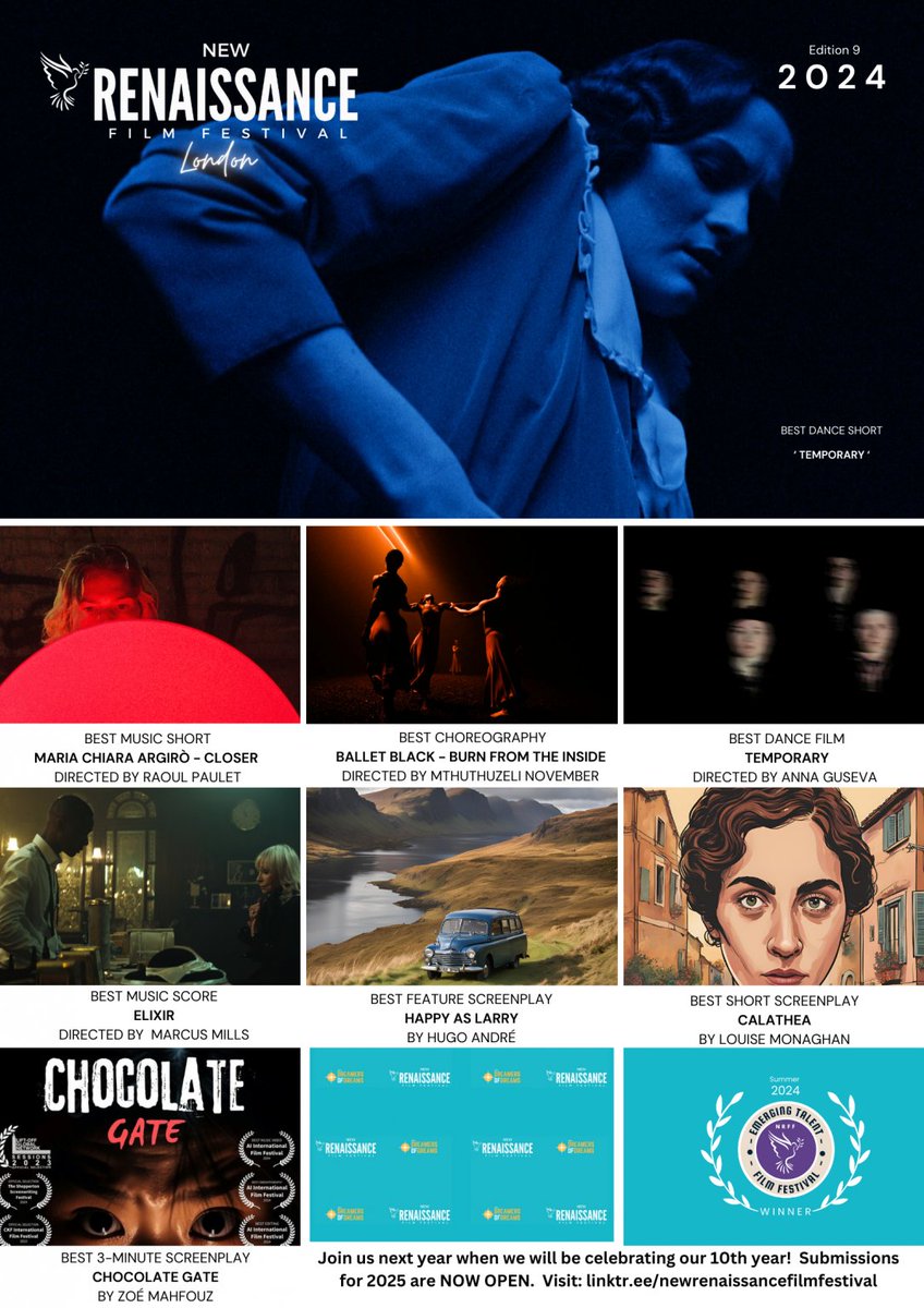 Congratulations to all the participants in this year's New Renaissance Film Festival London! Here are the winners of 2024.
#NRFF2024