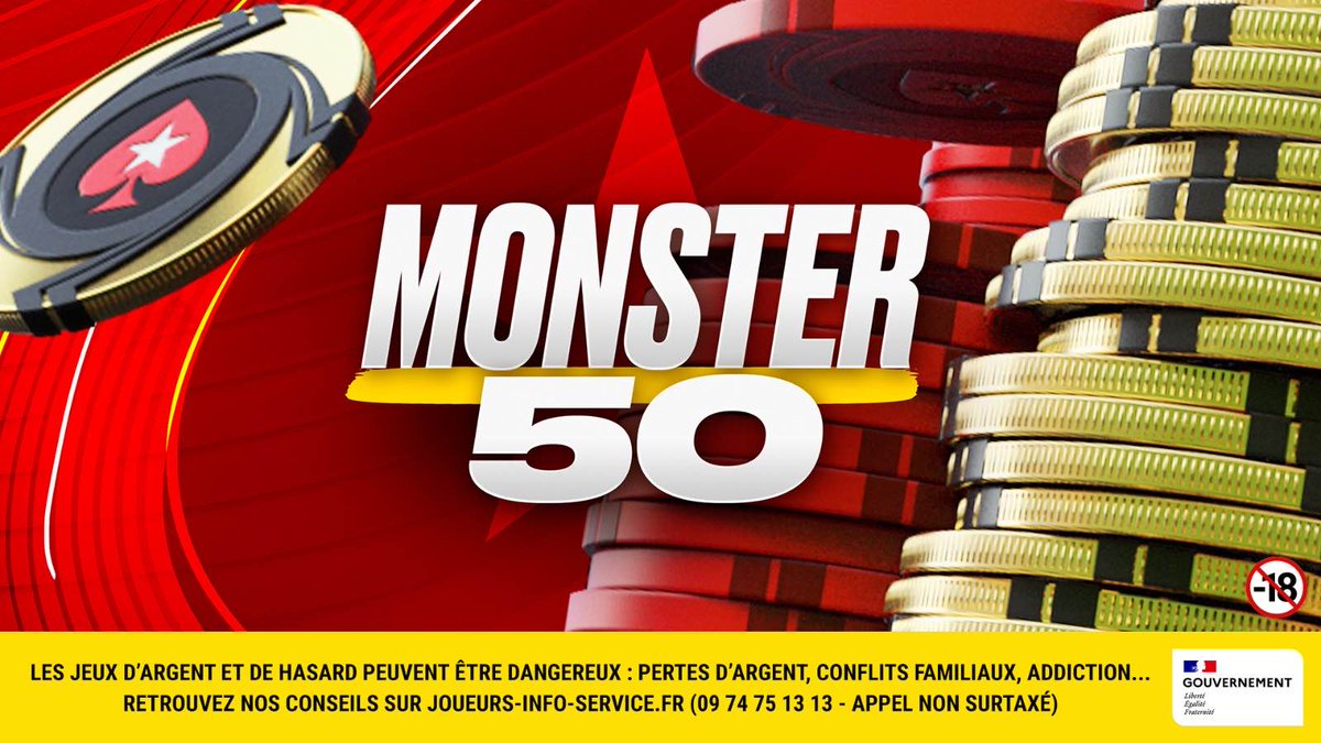Yuestud's tweet photo. 🔞 Day 2 #Monster50 Ce soir à partir de 21h !  

400.000€ garantis en mystery bounty, ca va être la folie !

@PokerStarsFR https://t.co/7PLIp2IqI3
