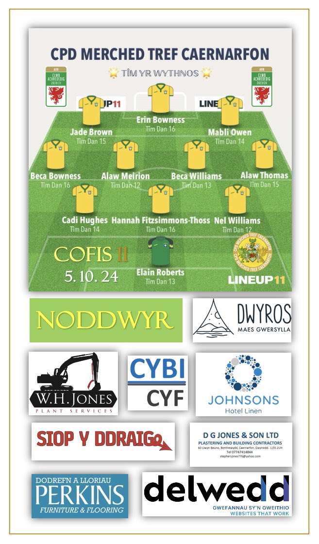 🌟 𝕋𝕀̂𝕄 𝕐ℝ 𝕎𝕐𝕋ℍℕ𝕆𝕊 🌟

🔰 Cyfuniad o Ferched yr Wythnos 🔰

Noddwyd gan Maes Gwersylla Dwyros, W. H. Jones Plant Services, D G Jones &amp; Son Ltd, Cybi Cyf, <a href="/Delwedd/">Delwedd Web Design</a>, Johnsons Hotel Linen, Siop Y Ddraig a <a href="/LloriauPerkins/">Dodrefn Perkins</a> 

#TîmYrWythnos #Cofis #UnClwb