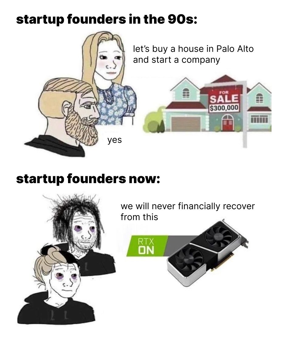 fireship_dev's tweet image. Apple, Google, Amazon, and Microsoft all started in their founder’s garage.
It’s sad nobody can afford a garage anymore.