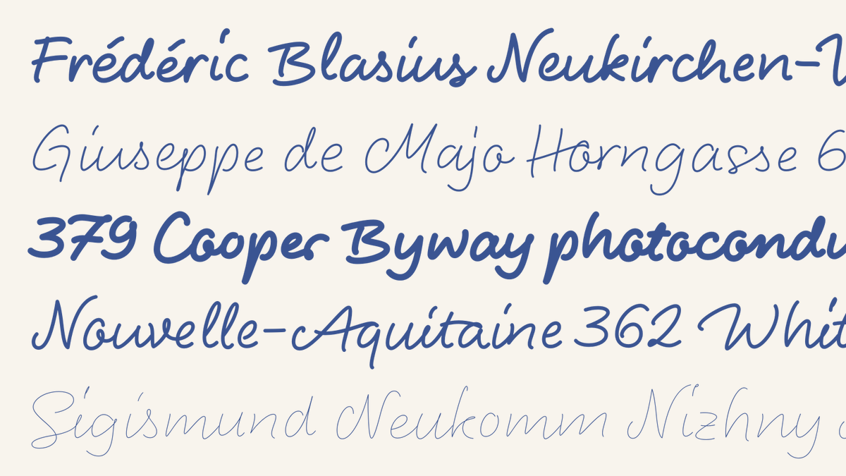 NEW: LiebeHeide is the vector version of <a href="/LiebeFonts/">LiebeFonts</a>’ color bitmap font of the same name, with its clean lines and smooth curves, packed with a wide range of ligatures and numerous alternatives for each letter, which are rotated for a more personal touch. 
fontstand.com/fonts/liebehei…