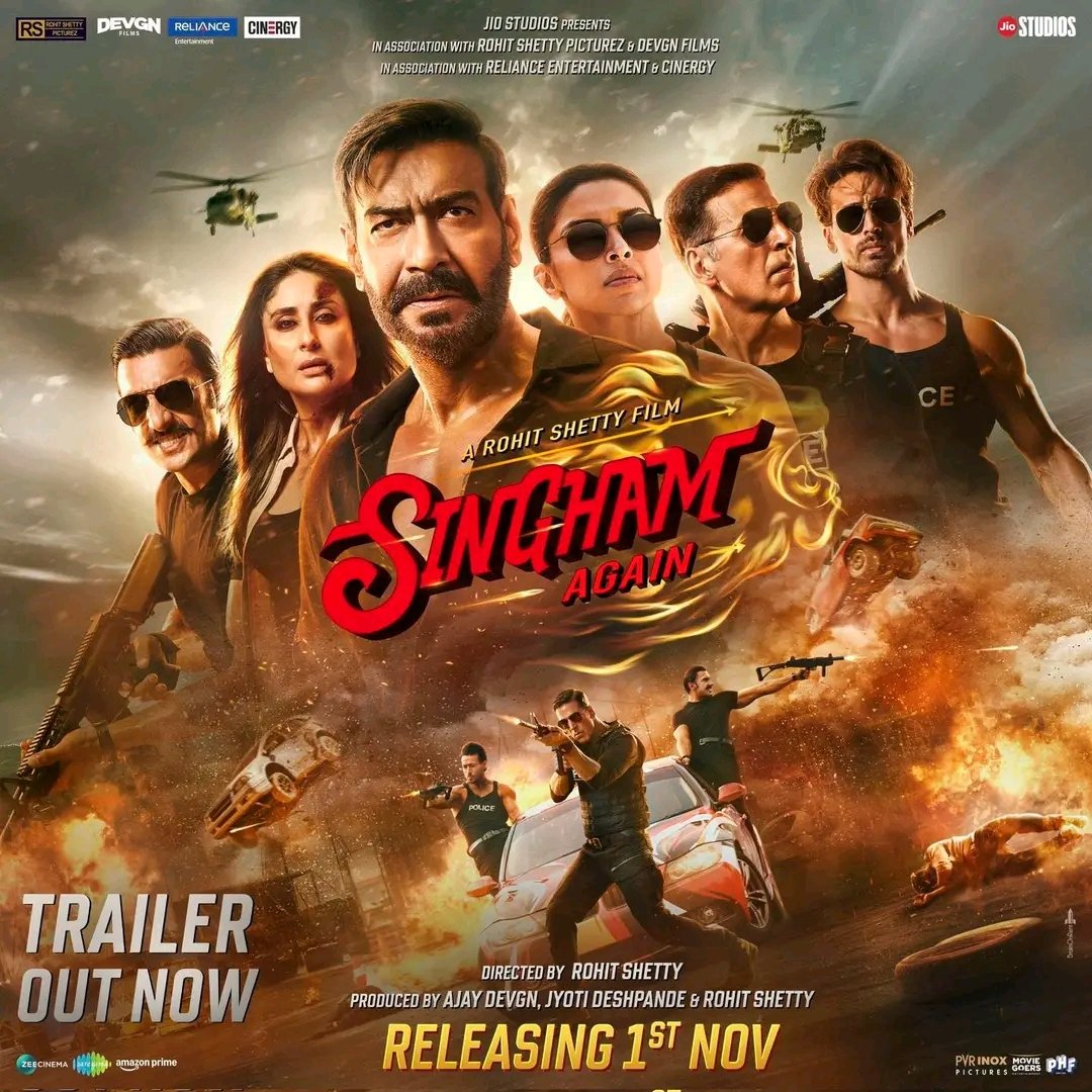 दोस्तो ट्रेलर आ गया ह आप सभी यूट्यूब पर वीडियो देख सकते है। कॉमेंट में जरूर बताएं आपको कैसा लगा ट्रेलर।पिक्चर हिट जाएगी या एवरेज। पोस्ट पर कमेंट करे, रिपोस्ट करे और लाइक करे #SinghamAgainTrailer #SinghamAgain #AjayDevgn #AkshayKumar