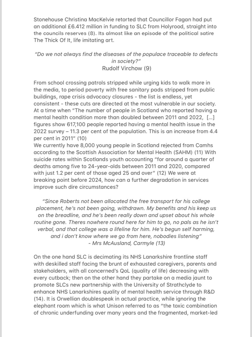 bukowski808's tweet photo. This is a recent study I’ve compiled RE cuts to social, health care in Lanarkshire effecting the most vulnerable ✊🏼🏴󠁧󠁢󠁳󠁣󠁴󠁿

@SouthLanCouncil  
@kaukabstewart @MareeToddMSP
@culturescotgov @antonioguterres
@JennyGilruth @bphillipsonMP @DrFrancesRyan @BBCScotlandNews @UofGlasgow https://t.co/wKZwgL9Vqx