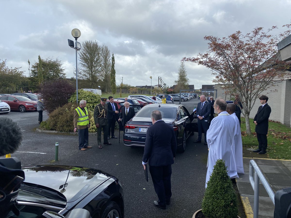 SineadHus's tweet photo. President Michael D Higgins arrives at Our Lady Queen of Peace Church, Coosan for the funeral mass of Mary O’Rourke. https://t.co/ReOkX1iOBK