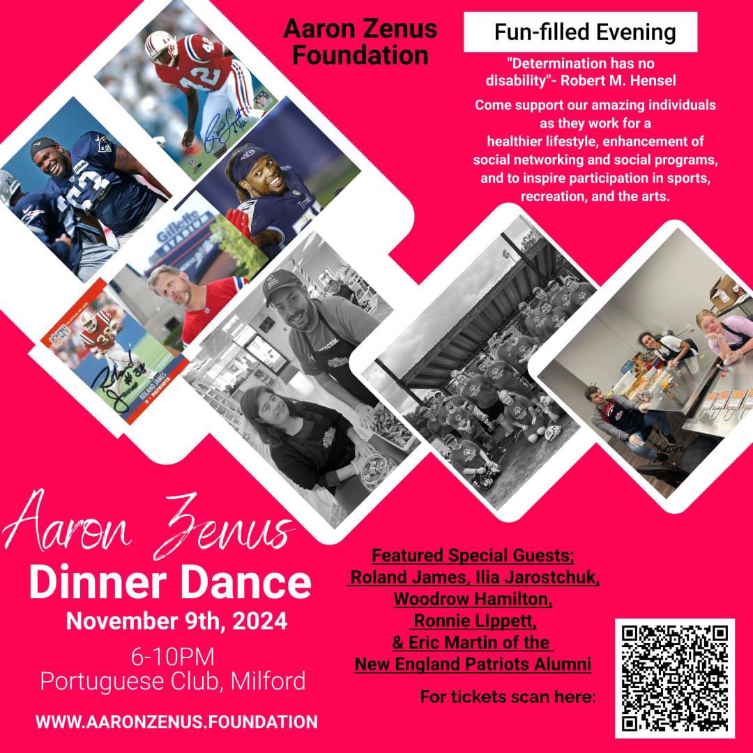 We are excited to announce the Aaron Zenus The Aaron Zenus Foundation Annual Dinner Dance. Hope to see you all there! <a href="/SpOlympicsMA/">Special Olympics MA</a> <a href="/SweetInspirati7/">Sweet Inspirations</a> <a href="/HockomockYMCA/">Hockomock Area YMCA</a>