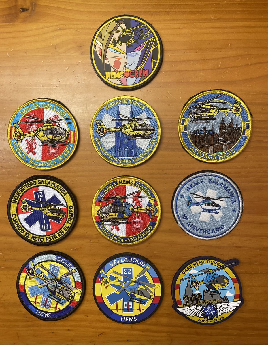 Colección de parches #HEMS de #SACYL. Muchos diseñados por <a href="/diseno14ab/">Diseño14</a>