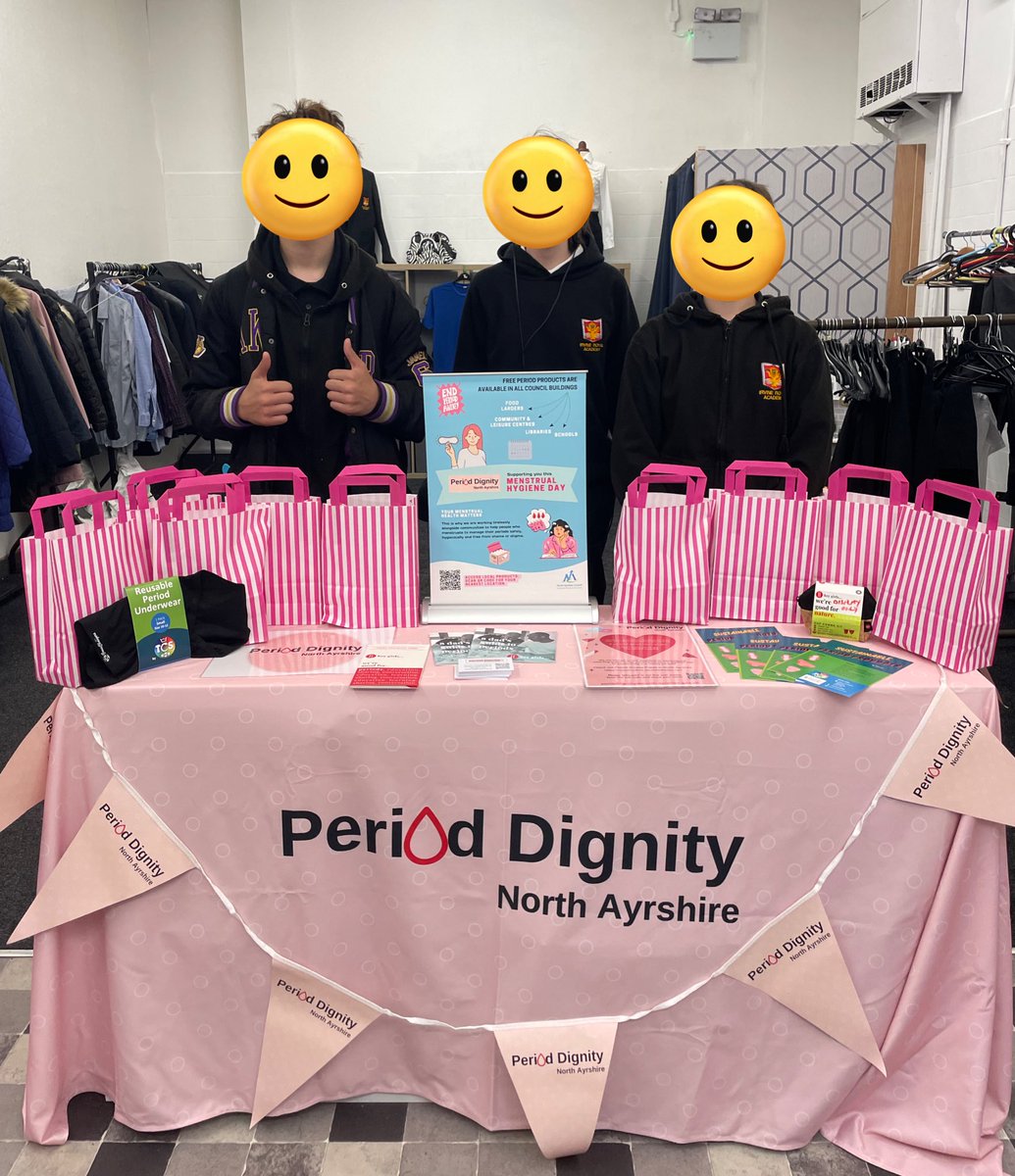 Dionne_Gordon9's tweet photo. Our Period Ambassadors highlighted the support we offer at Irvine Royal Academy this morning. #PeriodDignity #MenstrualMonday #ChallengePoverty #CPW24 @CPW_Scotland @CPAGScotland @IrvineRoyalAcad https://t.co/4stb0iHjKF