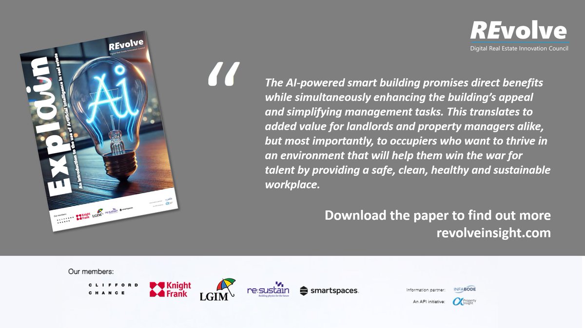 REvolve Insight (@revolve_insight) on Twitter photo The global AI in smart buildings and infrastructure market is expected to reach a value of $170.88 billion by 2030. Read our latest report for insights from <a href="/SmartSpacesApp/">Smart Spaces®</a> on how AI is enabling smart buildings of the future.
➡ revolveinsight.com
#AI #Data #PropTech The global AI in smart buildings and infrastructure market is expected to reach a value of $170.88 billion by 2030. Read our latest report for insights from <a href="/SmartSpacesApp/">Smart Spaces®</a> on how AI is enabling smart buildings of the future.
➡ revolveinsight.com
#AI #Data #PropTech