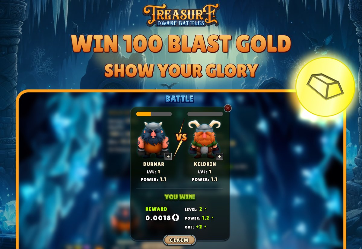 🚨 Show Your Glory Contest Starts NOW! 🚨

It's time to flex your Treasure Dwarf Battles earnings and win some extra gold! 💰⚔️

How to join:
1️⃣ Post a screenshot of your winnings on X (Twitter).
2️⃣ Tag <a href="/DwarfBattles/">Treasure Dwarf Battles</a> in your post.
3️⃣ Share your tweet in our Discord channel