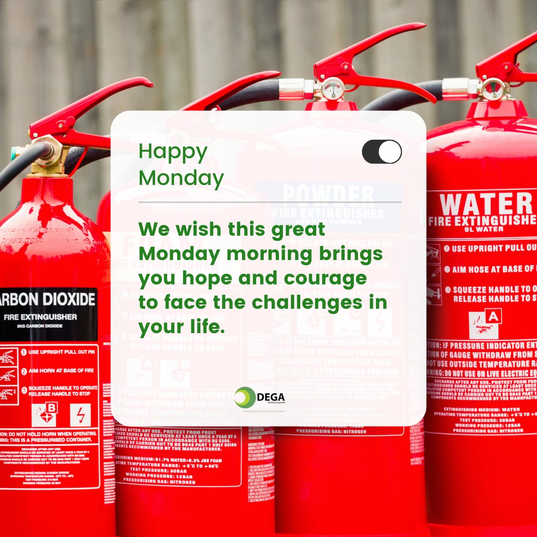 degamconcept's tweet photo. We hope this great Monday morning brings you strength and courage to face the challenges in your life.

Your safety matters! Contact us for fire extinguishers, alarms, and more.

Call Now: +234 703 465 2753 Visit: https://t.co/FbPNJLpn5e

Stay safe!
#monday
#safety https://t.co/6MdKyVcXrM