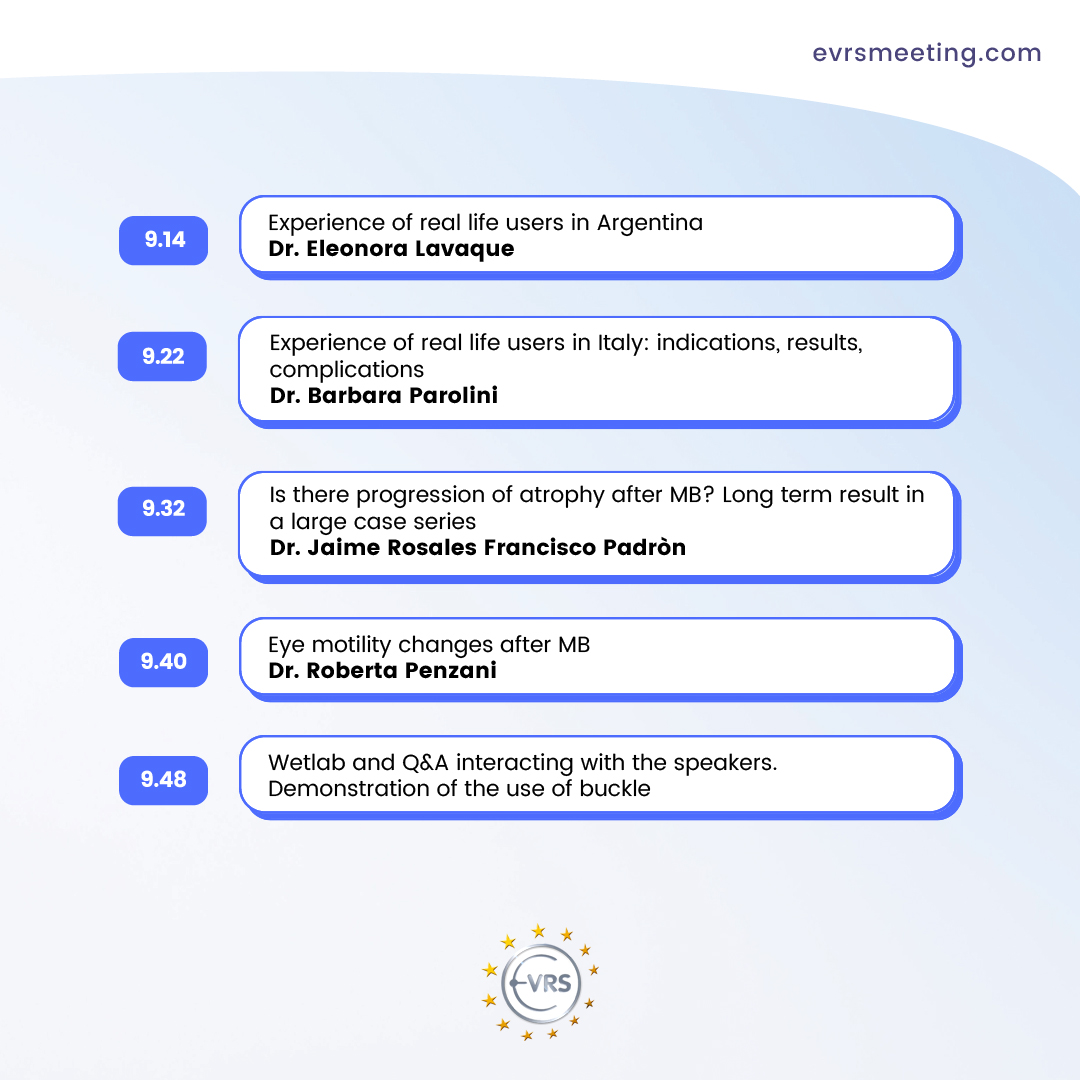 Follow us next days to discover the highlights of the program!
Today we give you a little taste and we show you the program of Dr. Barbara Parolini Course on 15th November!
Join us in Budapest to connect with a big network of vitreoretinal surgery specialists! 

#EVRS2024