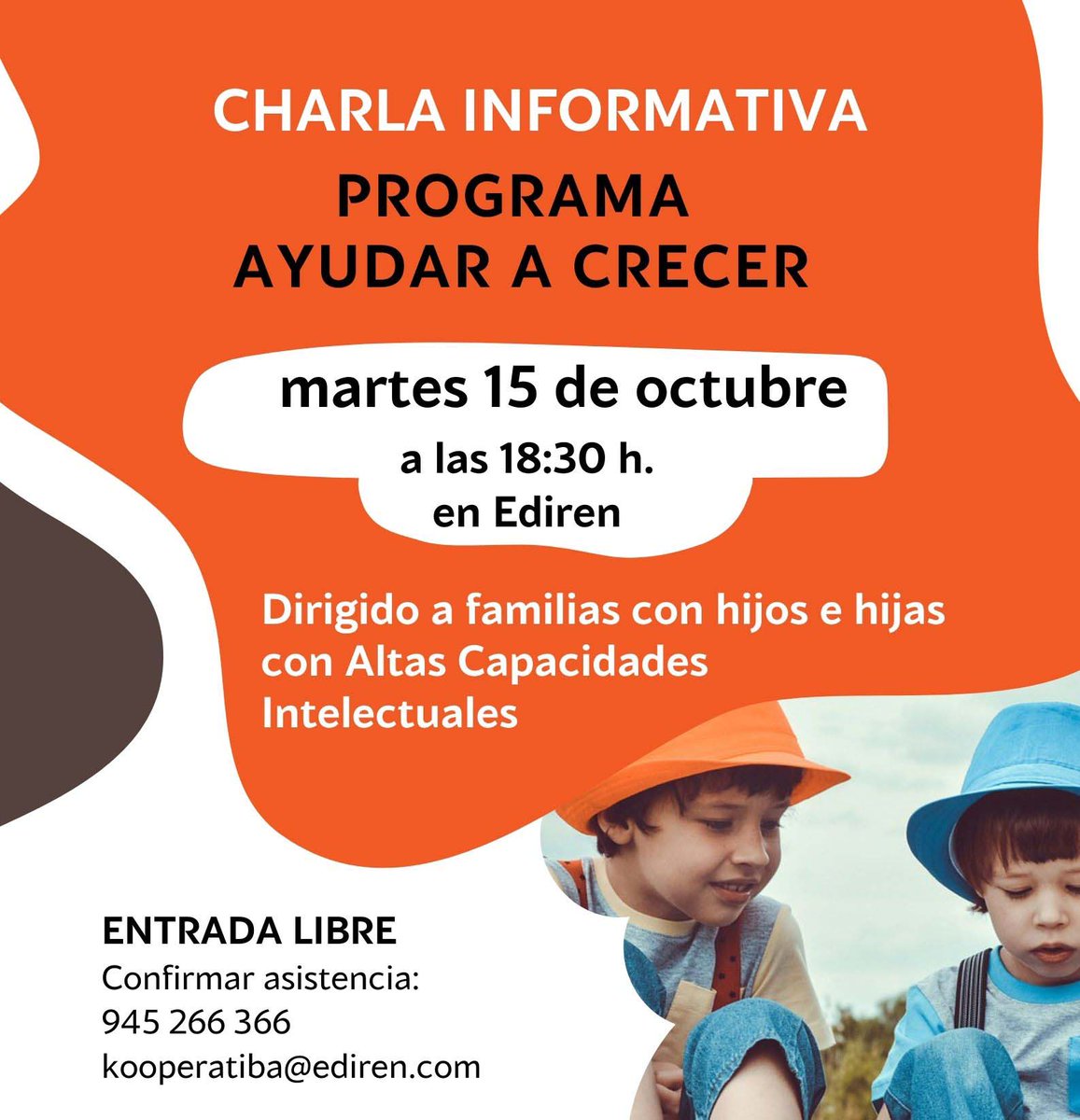edirensalud's tweet photo. 🤔¿Necesitas herramientas para gestionar el día a día con tu hijo-hija con altas capacidades?
Te invitamos a esta charla informativa para familias que están viviendo esta realidad.
📌La entrada es libre. Confirma asistencia.
https://t.co/tJildJ4Srs
#edirensalud #altascapacidades https://t.co/g2tiKJYk23