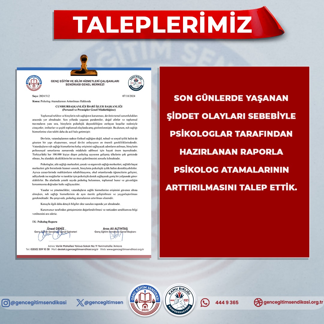 gencegitimsen's tweet photo. 🔔 Psikolog Atamalarının Artırılması Talebi 🔔
Son dönemde artan toplumsal olaylar,cinayetler ve bireylerin yaşadığı psikolojik travmalar, psikolog desteğinin ne kadar hayati olduğunu bir kez daha gösteriyor. #PsikologAtamaları #RuhSağlığı #SosyalDevlet #ToplumsalHuzur #Psikolog https://t.co/XbCncnOZ0j
