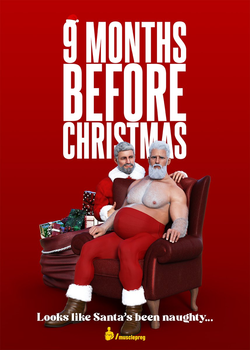 A Christmas themed set of images releasing over the course of December on my Patreon! #mpreg #musclepreg #barampreg #malepregnancy #bara #pregnantman