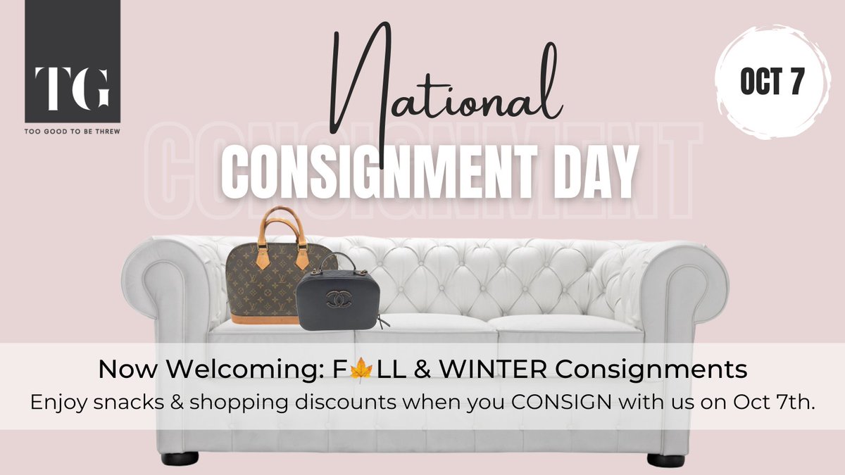 SHOPTOOGOODSA's tweet photo. It's National Consignment Day! - https://t.co/OvTC0IbBUj https://t.co/JAgEeT7Njd