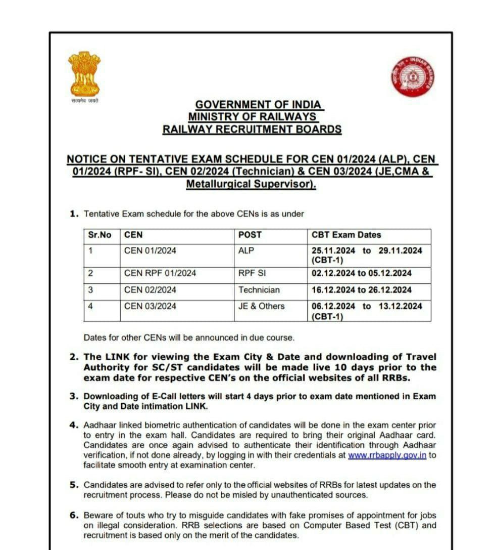 Rohit_9145's tweet photo. RRB Exam Dates Declare..
जो भी रेलवे की तयारी करने वाले लोग थे, उनके लिए रेलवे ने Exam sedule with date डी दिया है,जिसमे अभी कुछ समय नही बचा है, तो सभी जी जान से मेहनत करिए... धन्यवाद 🙏
#RRBExamDates
@RailMinIndia
@Rakeshswr https://t.co/lsXX9LZVG3