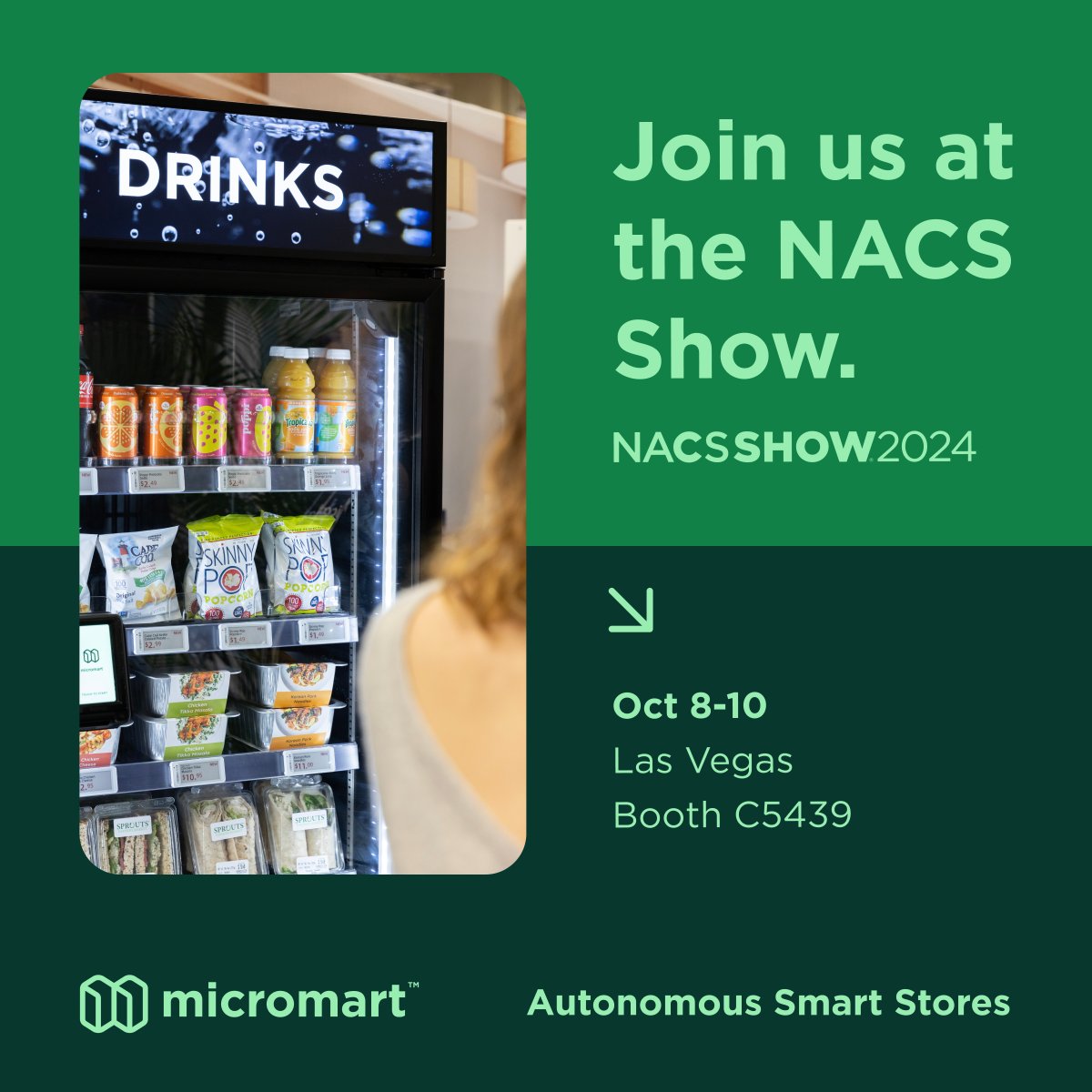 Micromarts's tweet photo. Tomorrow's the big day! Swing by Booth C5439 to discover how we're transforming convenience with our Autonomous Smart Stores. #NACS2024 https://t.co/t3G9BQyfSn