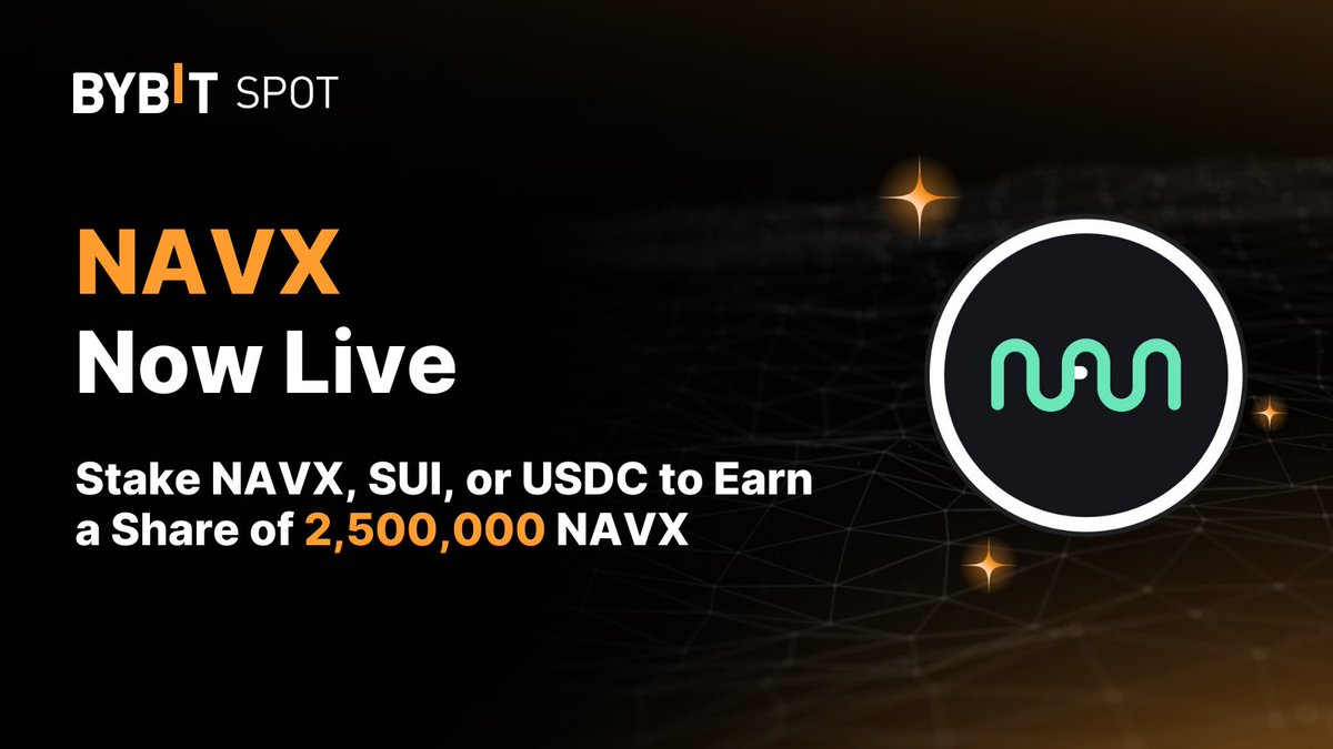 Bybit_Official's tweet photo. 📣 #NAVX is Now Live on #BybitLaunchpool and #BybitSpot with @navi_protocol!
$SUI holders, it’s your moment. Stake $NAVX or $USDC for a shot at the 2.5M NAVX prize pool!
🌐 Learn More: https://t.co/TsUnNZ7I5f
💫 Join now: https://t.co/UtSQdv6QHx
#TheCryptoArk #BybitListing https://t.co/E8Wrg9txE2