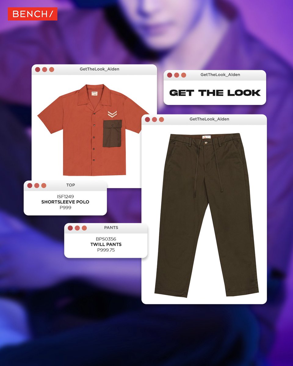 benchtm's tweet photo. Get ready to reach for the stars with @aldenrichards02’s fresh ‘fit! This must-have look is sure to have everyone looking twice. Are you bold enough to rock it? Cop his look now.

Polo (ISF1249) P999.00
Pants (BPS0356) P999.75

Buy Official, Buy Original! Get these products plus more from our official online stores:
🛒 https://t.co/dCakf3y0ut
🛒 https://t.co/mCjQW8YyLl
🛒 https://t.co/UVQJ0Gsijm
🛒 https://t.co/IOwcnZkcrg

Buy only from official BENCH stores and online platforms to ensure authentic and high-quality products.

#AldenRichardsForBENCH