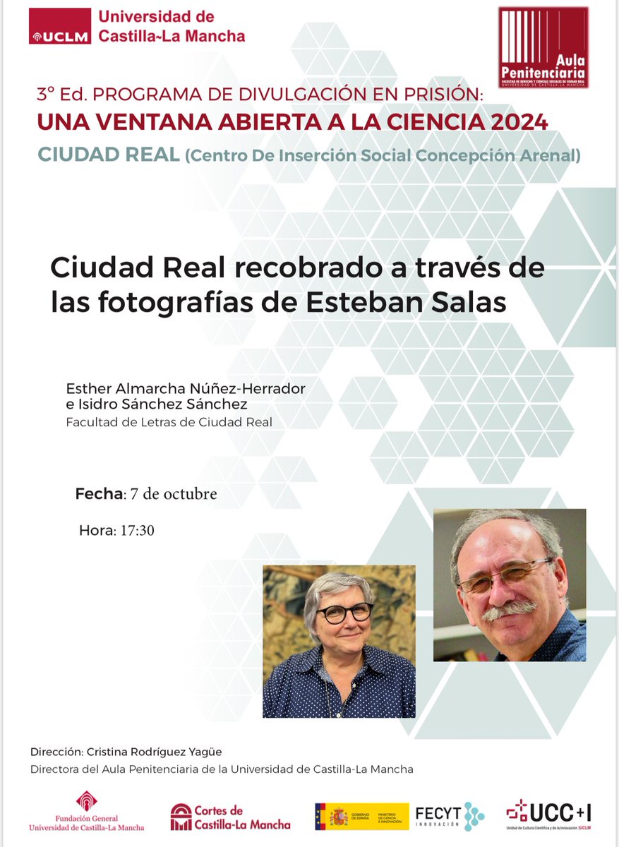 Esta tarde en el Programa de Ciencia en Prisión de la <a href="/uclm_es/">Universidad de Castilla-La Mancha</a> tenemos una actividad muy especial con el CIS Concepción Arenal de Ciudad Real gracias a Esther Almarcha e Isidro Sánchez #CienciaenprisionUCLM