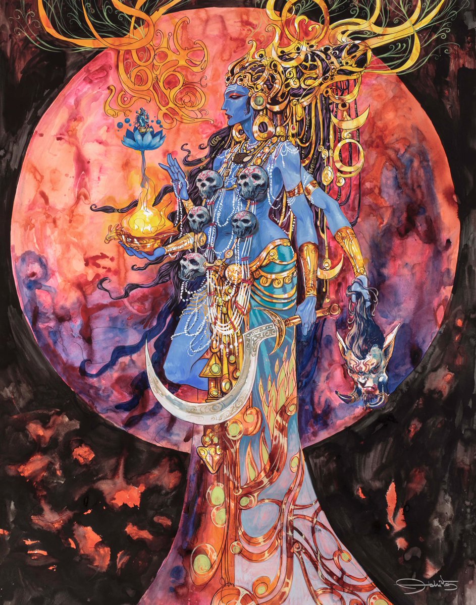 The wisdom of Mother Kali cradles us to the truth that birth, blossoming, decay &amp; death are all part of life. The last two we hide, the mother assails that illusion, only if we can embrace being in the lotus of fire, to burn our own veils of ignorance.