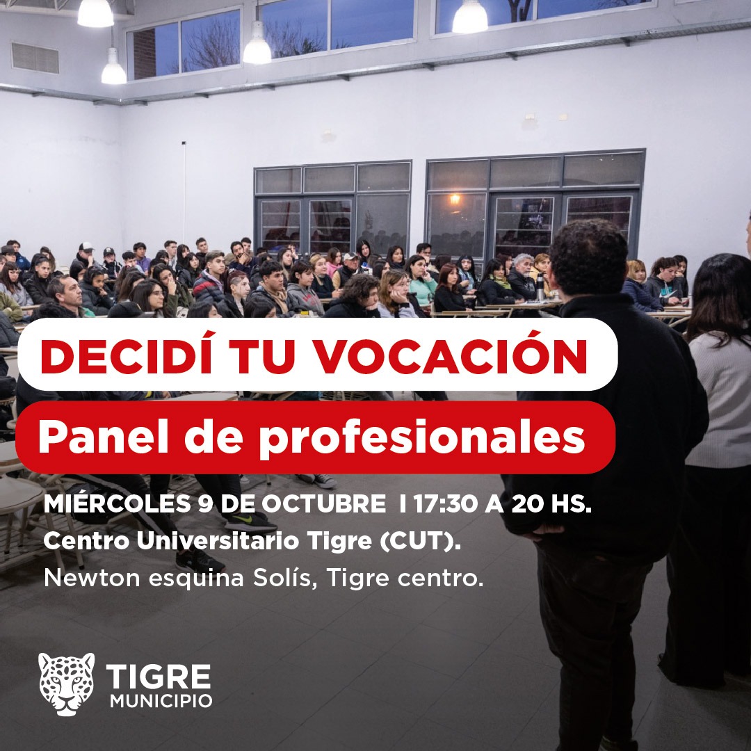 vazquezmontoto's tweet photo. Te invitamos a participar de una actividad de Orientación Vocacional con un Panel de Profesionales de diferentes disciplinas en el Centro Universitario de Tigre (CUT). 
Presentación de carreras, becas y otras propuestas académicas...
INSCRIBITE 👇🏼
https://t.co/L2a1ZUeLD5 https://t.co/0gbfARVkYc