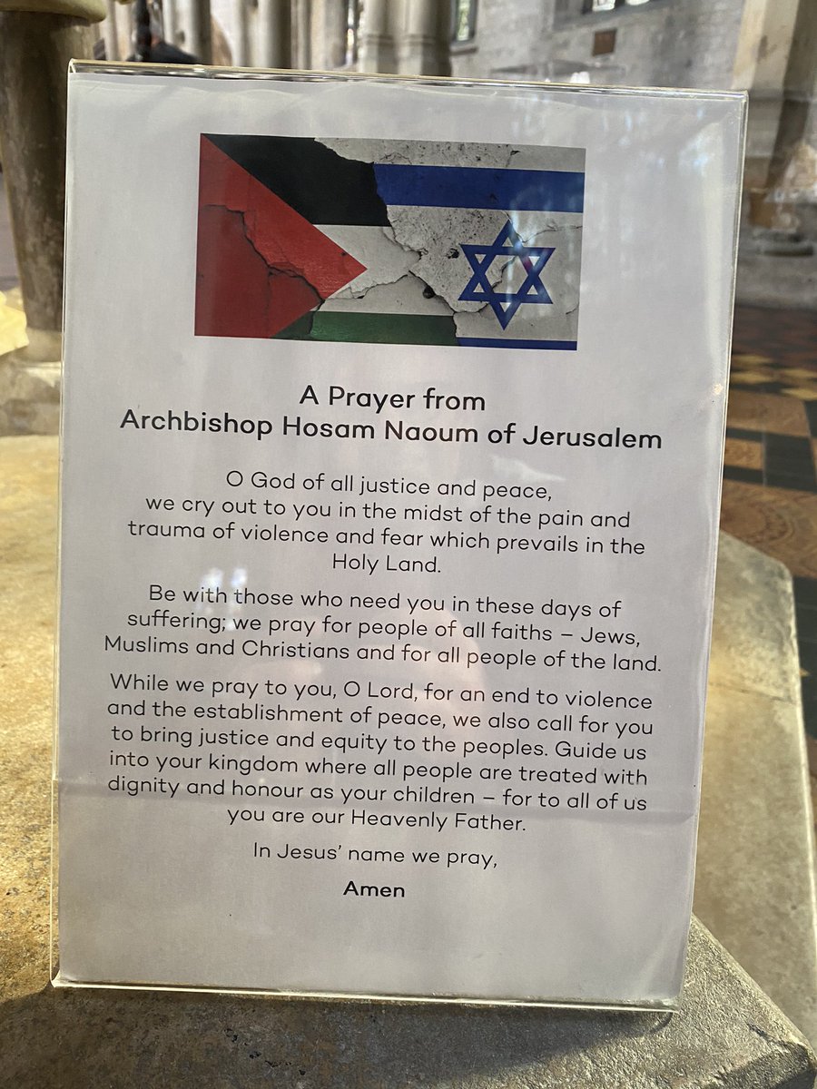 Mark (@markdimond68) on Twitter photo Almighty God, from whom all thoughts of truth and peace proceed: kindle, we pray, in the hearts of all, the true love of peace. We remember those affected by 7 Oct and for those suffering from the horrors of war since. Quiet prayers at 6pm at the Minster today.
<a href="/DioceseNorwich/">Diocese of Norwich</a> Almighty God, from whom all thoughts of truth and peace proceed: kindle, we pray, in the hearts of all, the true love of peace. We remember those affected by 7 Oct and for those suffering from the horrors of war since. Quiet prayers at 6pm at the Minster today.
<a href="/DioceseNorwich/">Diocese of Norwich</a>