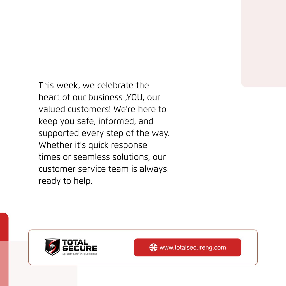totalsecure_ng's tweet image. Got questions or need assistance? Reach out today ,we&apos;re here for you! #CustomerSupportWeek #ThankYou #TotalSecure
