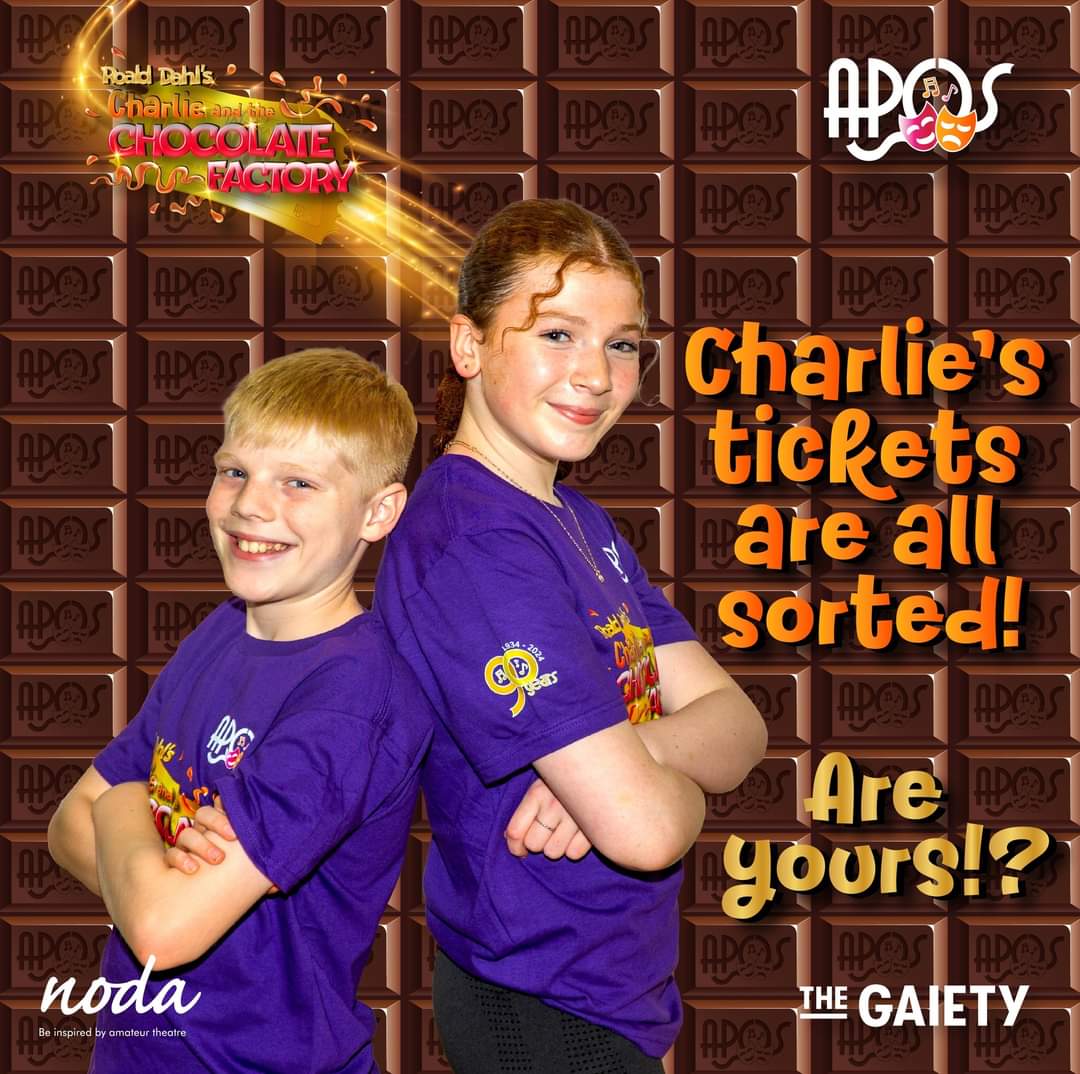 Charlie's all sorted!  Are you!? 🎩🍫🍬🍭
Snap up your Golden Ticket(s)! 🎫  They're Selling Fast! 
BOOK NOW! 👇
thegaiety.co.uk/.../roald-dahl…

APOS’ Charlie &amp; the Chocolate Factory
The Gaiety Theatre, Ayr 🎭
Tuesday 22nd to Saturday 26th October 
7.30pm + 2.00pm (Sat matinee)