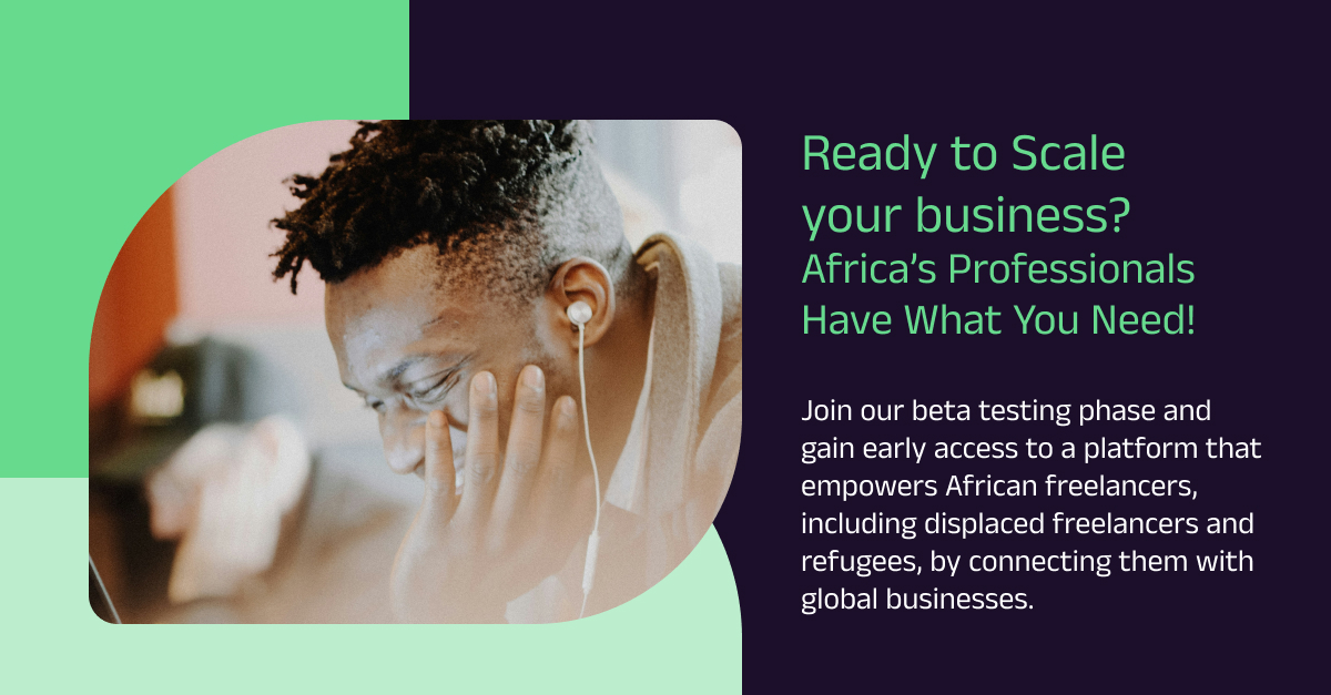 Tammwe (@tammwe) on Twitter photo Ready to Scale your business? Africa’s Professionals Have What You Need!
Join our beta testing phase and gain early access to hire high-performing African freelancers
Click on the link in the bio to get started
Contact us at hello@tammwe.com, and we'll share more details. Ready to Scale your business? Africa’s Professionals Have What You Need!
Join our beta testing phase and gain early access to hire high-performing African freelancers
Click on the link in the bio to get started
Contact us at hello@tammwe.com, and we'll share more details.