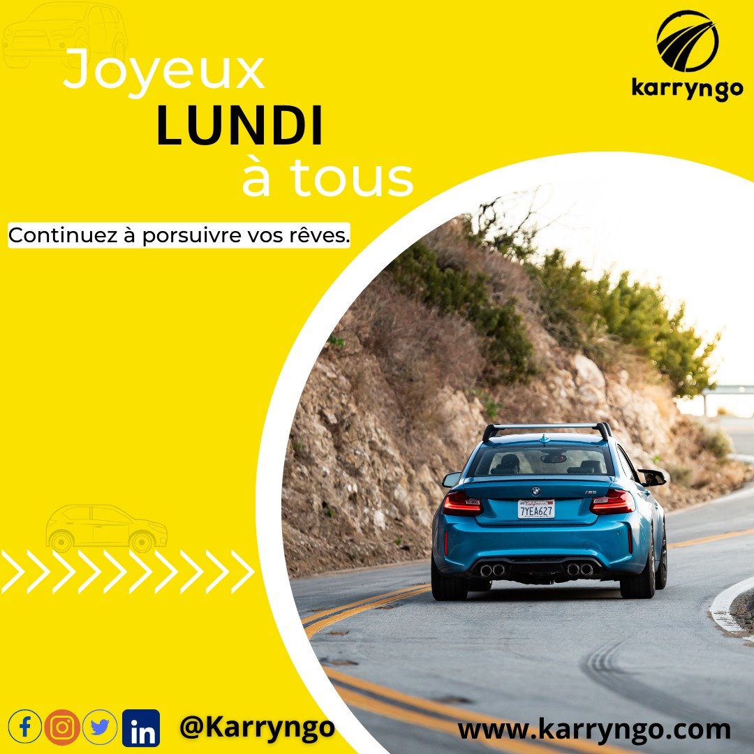karryngo's tweet photo. 𝙃𝙞 𝙡𝙚𝙨 𝙩𝙧𝙖𝙫𝙚𝙡𝙡𝙚𝙧𝙨 ! 🚖🚛🏍️

🚗 Bonne semaine à tous avec Karryngo !🚗

Chaque lundi est une nouvelle occasion de prendre la route vers vos objectifs.💪
#Karryngo est là pour vous soutenir dans tous vos trajets ! 

📲https://t.co/J3SMA5pjlc

#Karryngo
#BonLundi https://t.co/37u1QKrdDy