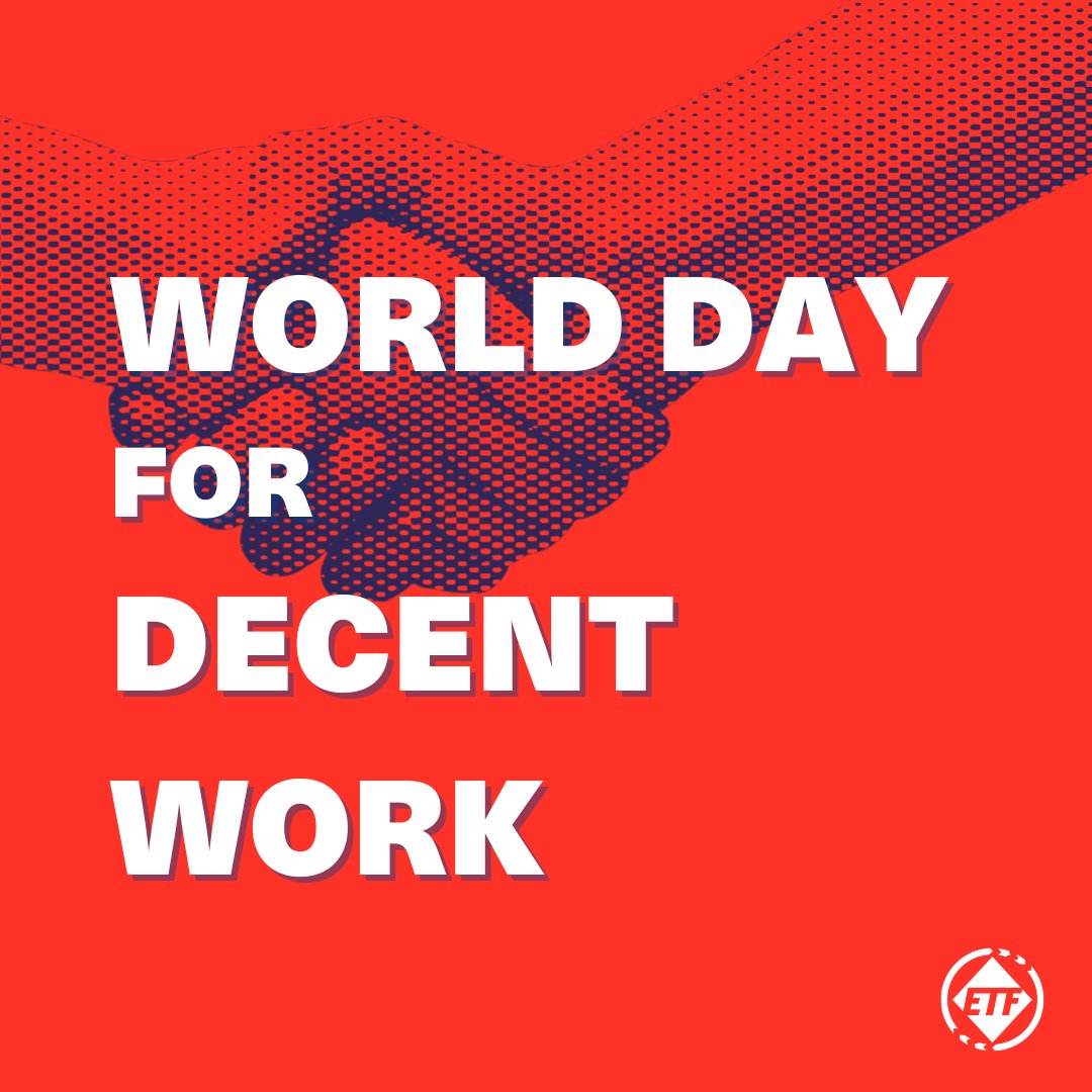 ETF_Europe's tweet photo. Today is World Day for Decent Work. Today and every day, we call on European decision-makers to invest in quality jobs for every worker!

Quality jobs should not be a luxury - we need them for a fair and sustainable society. 
#WDDW #DecentWork @wddw https://t.co/JkIFXZDra7