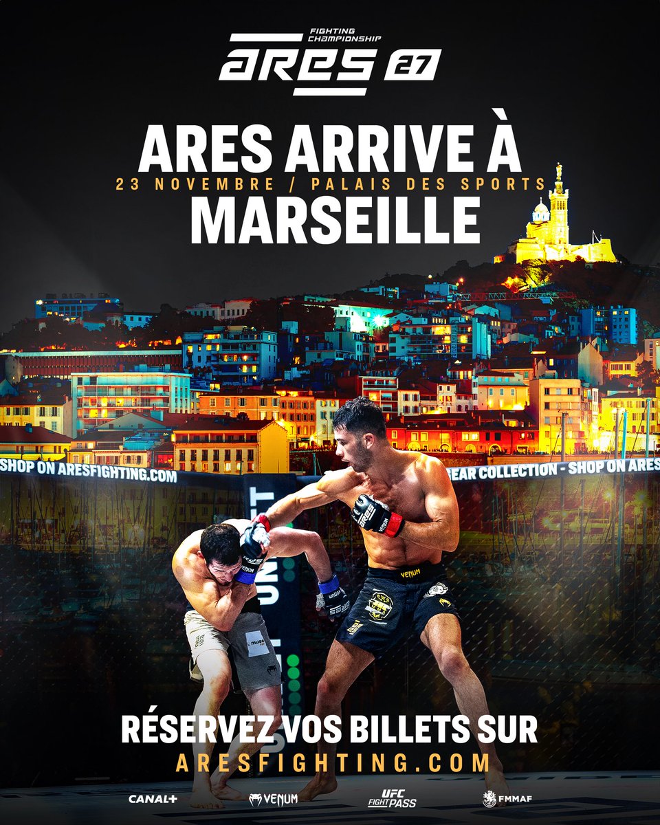 MARSEILLE, YOU READY ?! 🤩 

ARES Fighting is coming to you on November 23 for a show to remember. 👊

[📲 Réservez vos billets pour nos événements | fb-events.tickandlive.com/?idwl=41]