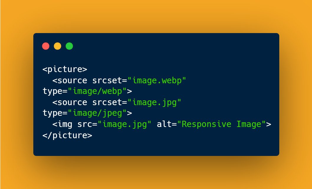nrachabathuni's tweet photo. Use the picture element for responsive images with different formats or resolutions. Perfect for optimizing load times and user experience across devices! Here's an example
#HTML5 #WebDevelopment #ResponsiveDesign #PerformanceOptimization #AdvancedHTML https://t.co/pB5VzzqhdV