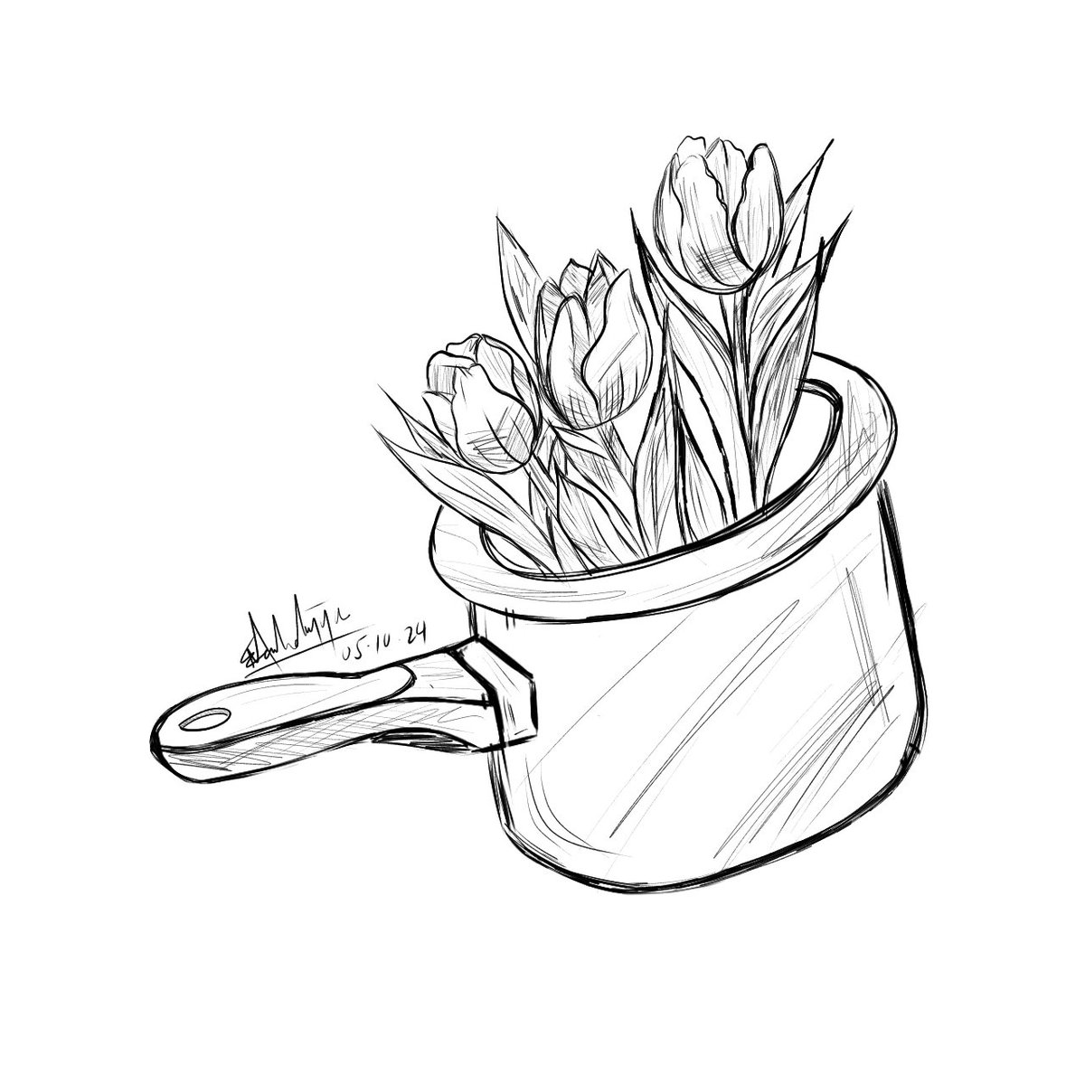 M_hdiyy_'s tweet photo. Potted plant for one of the artists  inktober prompt https://t.co/PAqa3kpNCl