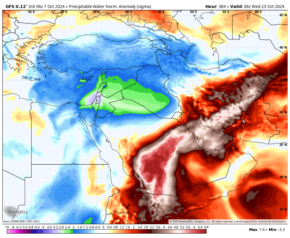 اندفاع هائل لبخار الماء القادم من بحر العرب داخل الجزيرة العربية يتبعها ضخ آخر مداري والله يتمم على خير 👌
