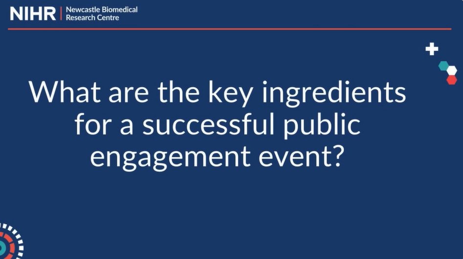 NIHR Involvement (@nihrinvolvement) on Twitter photo ❔What are the key ingredients for a successful public engagement event?
<a href="/NIHRNewcBRC/">NIHR Newcastle BRC</a> and <a href="/NewcastleAGE/">AGE Research Group</a> created this short video to answer exactly that! 📺
Watch it here: youtube.com/watch?v=_WquTr… #PPIE ❔What are the key ingredients for a successful public engagement event?
<a href="/NIHRNewcBRC/">NIHR Newcastle BRC</a> and <a href="/NewcastleAGE/">AGE Research Group</a> created this short video to answer exactly that! 📺
Watch it here: youtube.com/watch?v=_WquTr… #PPIE