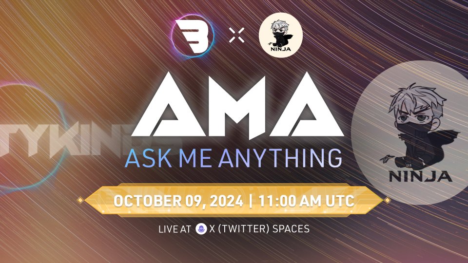 bountykinds's tweet photo. 📣We’re hosting an AMA!📣
⏰ October 09, 11:00 AM UTC
Join from 👉https://t.co/vILO2THLHa 

🎁 50 $USDT×6 for #AMA  participants! Total 300 $USDT

✅Joining us will be 3 members Mister YU(@AdamO999999 ), YUTA(@schna_ym ) and TAISUKE(@ta1suke ) from the #BOUNTYKINDS team and Mr. Komiya(@komiya5395 ) from our new partner, Ninja Game Guild(@NinjaGameGuild )!

We will talk about:
-About NGG and BOUNTYKINDS
-collaboration synergy
-BCG Overview
-Q&A

💎Please reply to space post with your question. Everyone whose question is selected during our AMA will be entered into a raffle to win prizes! Please reply to the space post on the 9th with your question. Stay tuned for our raffle during AMA. 

1 winner will receive :
-Blue Character Sphere x3
-β-TEST TICKET x1
-FFE ticket 300 x1

others will receive :
-β-TEST TICKET x1
-FFE ticket 100 x1

🎙️The AMA will be in Japanese! 
⚠️For our international community, please wait for our English summary, which we will post after the AMA!
#NFTGaming